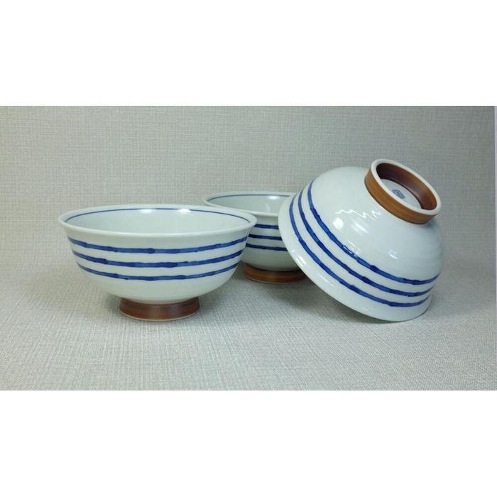 【ふるさと納税】【波佐見焼】16.5×8.5cmふんわり軽い丼 3個組　ライン十草 【西海陶器】3 20969 | ギフト 陶器 touki おしゃれ 伝統 人気 おススメ 長崎県 長崎 九州 楽天ふるさと 波佐見焼き はさみやき はさみ焼き 陶磁器 雑貨 焼き物 ボウル