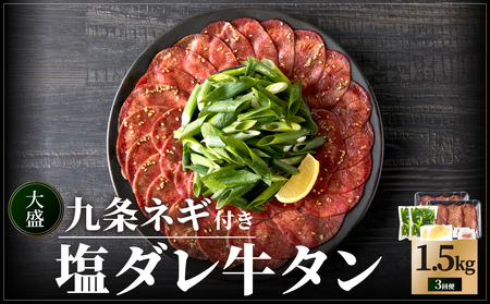 ≪定期便全3回≫【大盛九条ネギ】塩ダレ牛タン500g 薄切り 牛タン 093-T01