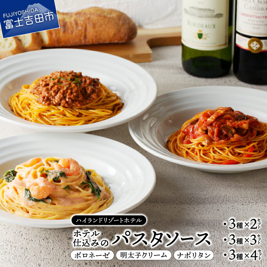 【ふるさと納税】 パスタソース ホテル仕込み 3種 セット 具だくさん パスタ ソース ボロネーゼ ナポリタン 明太子 クリーム 選べるセット数 2～4セット ハイランドリゾート シェフ特製 スパゲッティ プレゼント ギフト 小分け カンタン パウチ 冷凍 惣菜 麺 麺類 詰め合わせ