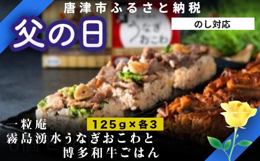 
「父の日」(一粒庵)霧島湧水うなぎおこわと博多和牛ごはん 6個セット(125ｇ×各3）
