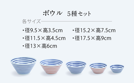 【有田焼】呉須ライン ボウル5点セット / 焼物 ボウル 器 焼き物 / 株式会社まるぶん [41APCD013]