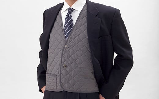 羊毛で暖かい「メリノン」羊毛綿インナーベスト（メンズ / グレー・M）| 羊毛 ウール 洗えるウール タクトコーポレーション 埼玉県 横瀬町