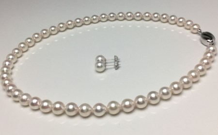  真珠 ネックレス ピアス セット パール 7.5ミリ ～ 8ミリ 三重県 伊勢志摩 志摩 アクセサリー ギフト プレゼント お祝い 母の日 入学式 卒業式 結婚式 冠婚葬祭 / 老舗の真珠専門店・高品質アコヤ真珠 ネックレスセット7.5～8.0ミリ