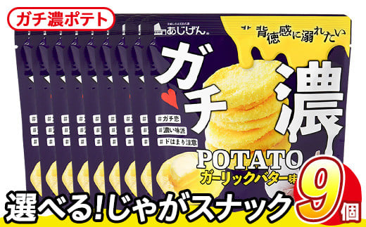 ＜訳あり・種類が選べる！＞  訳アリ じゃがスナック ガチ濃ポテト (9袋×43g) 簡易梱包 お菓子 おかし スナック おつまみ ポテト ガーリック バター ガーリックバター 濃い 送料無料 常温保存 【man218-G】【味源】