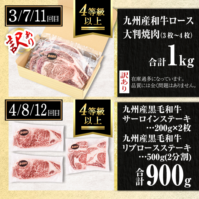 isa651 【定期便12回】工場開設一周年記念 牛肉堪能定期便(合計10.2kg) 黒毛和牛 リブロース サーロイン ステーキ スライス 大判 焼肉 牛 うし 牛肉 すきやき しゃぶしゃぶ 牛しゃぶ
