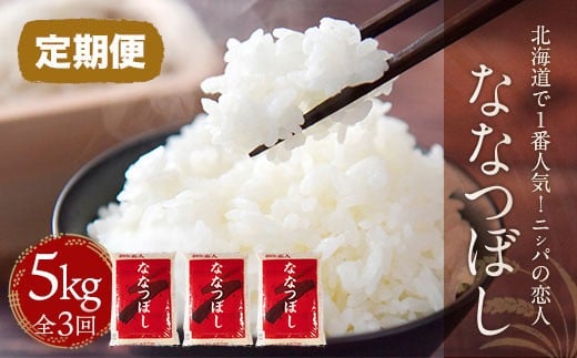【定期便】北海道で１番人気！「ニシパの恋人」ななつぼし5kg 年×3回 【ふるさと納税 人気 おすすめ ランキング ニシパの恋人 ななつぼし お米 米 ご飯 白米 おいしい 北海道 平取町 送料無料】 BRTH036
