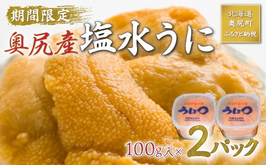 【2025年度先行予約】北海道奥尻産「キタムラサキウニ」200g （100g×2） (塩水パック)【期日指定不可】 生うに ウニ きたむらさきうに 奥尻 海鮮 ミョウバン不使用 先行予約 数量限定 送料無料 OKUH015