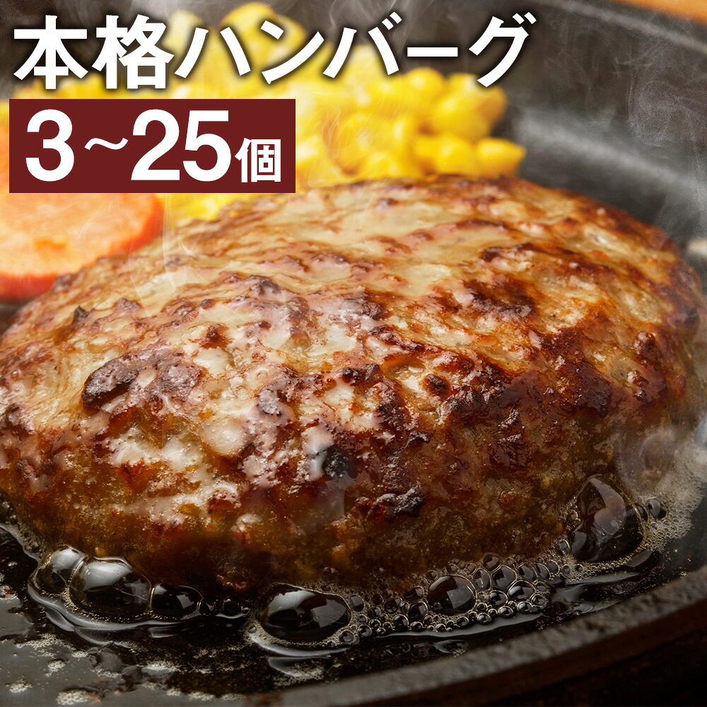 【ふるさと納税】【レンジ対応の調理済】本格ハンバーグ ＜選べる内容量＞ 3食 / 5食 / 10食 / 15食 / 20食 / 25食 1個あたり120g 合計360g～3kg 特製ソース付 レンジ対応 湯煎 ハンバーグ 温めるだけ 個包装 小分け 惣菜 おかず ごはんのお供 冷凍 福岡県 岡垣町 送料無料