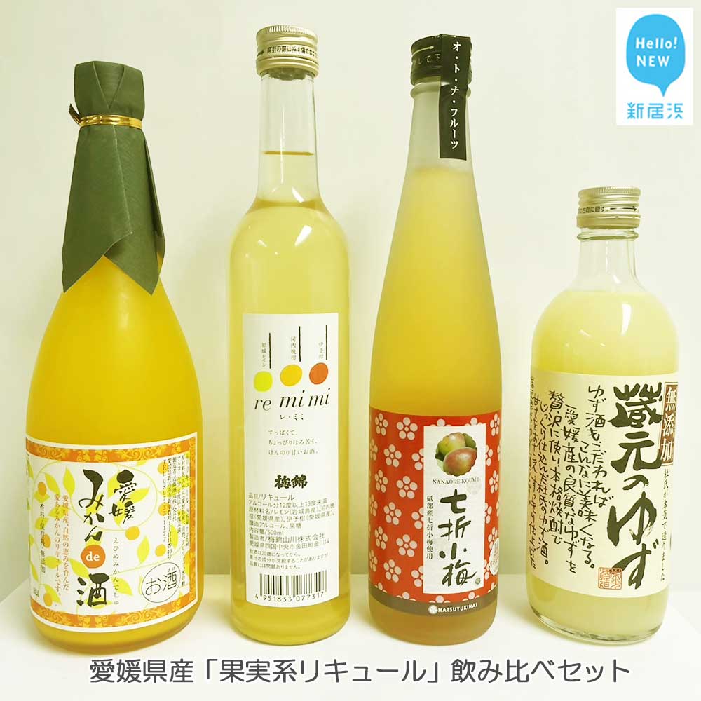 愛媛県産 果実系リキュール 飲み比べセット（720ml×1本・500ml×3本）【栄光酒造・梅錦山川・協和酒造・近藤酒造】