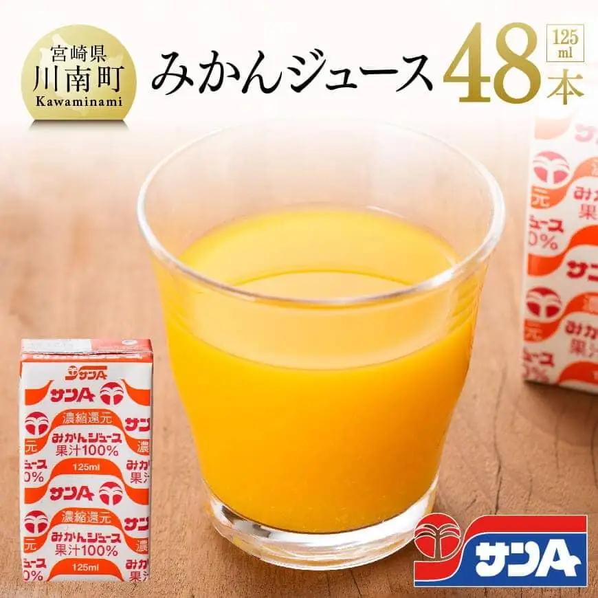 サンA みかんジュース 100% 125ml 紙パック 24本入り×2ケース 飲料 みかん ミカン 紙パック