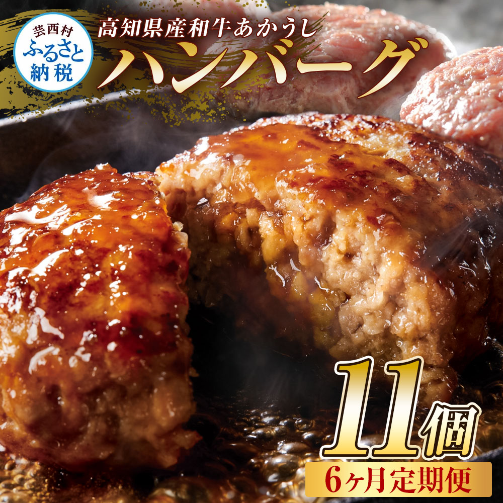 t214cdm　創業50年老舗レストランの幻の和牛あかうしハンバーグ120g×11ケ 6ヶ月定期便 土佐あかうし 美鮮豚 牛肉 高級 ハンバーグ 冷凍 美味しい 肉汁ハンバーグ 焼くだけ 小分け 個包装 高級 国産 定期便 