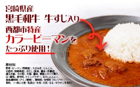 宮崎県産黒毛和牛×西都市特産カラーピーマン　南国赤いカレー＜1-262＞