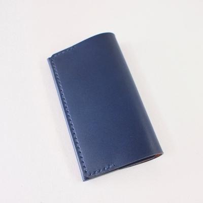 ふるさと納税 七尾市 【本革】名刺入れ/ブルー/ハンドメイド