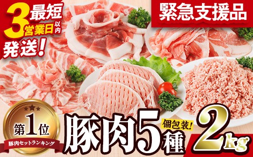 
                  【ランキング1位獲得】 豚肉 5種 セット (合計2kg) ぶたにく ブタニク 豚 ぶた ブタ 肉 にく ニク お肉 小分け こま切れ ロース スライス バラ ミンチ しゃぶしゃぶ 個包装 詰め合わせ 食べ比べ 3営業日以内発送【BD320】【西日本畜産】
                