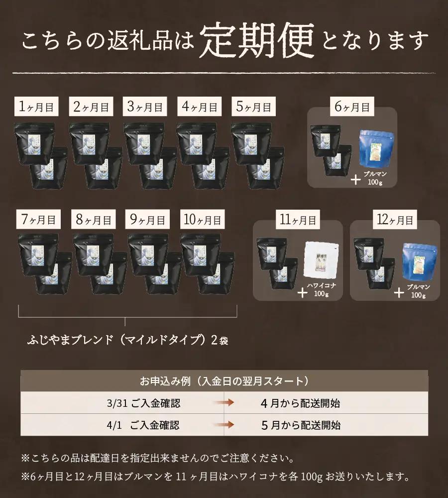 【コーヒー定期便】ふじやまブレンド スペシャルティ コーヒー豆 12ヶ月コース 珈琲