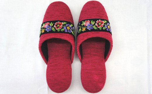 シェニールモール織吊込スリッパ（約25cmまで）＜カラー：レッド＞　【04301-0365】_イメージ2