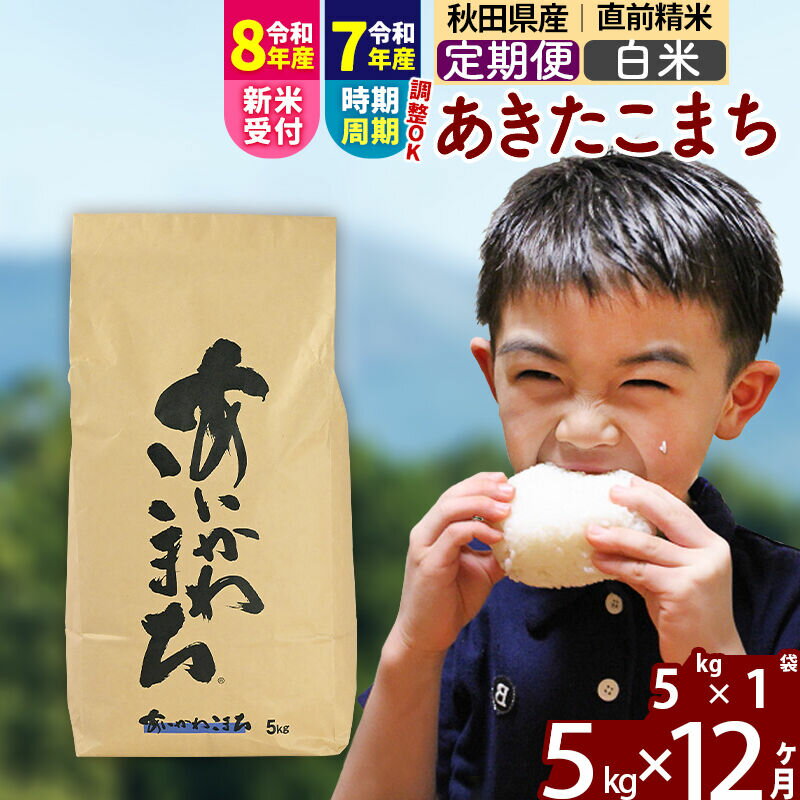 【ふるさと納税】※令和7年産／R8産新米予約※ 《定期便12ヶ月》秋田県産 あきたこまち 5kg【白米】(5kg小分け袋) 2025年産 2026年産 令和8年産 お届け時期選べる お届け周期調整可能 隔月に調整OK お米 藤岡農産 [藤岡農産 秋田]