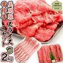 【ふるさと納税】【茨城県共通返礼品／行方市】 美明豚 × 常陸牛 スライス 2kgセットB （美明豚モモ約1,200g 常陸牛モモ約800g 計約2,000g） 豚肉 牛肉 豚 牛 ひたち牛 SPF ブランド牛 ブランド豚 詰め合わせ 食べ比べ セット 贈答用 国産