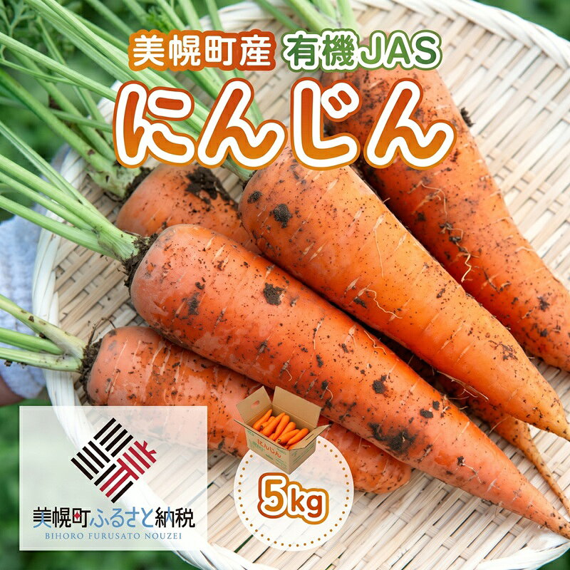 【ふるさと納税】 美幌町産・有機JAS にんじん 5kg【配送不可地域：離島】 ニンジン 人参 野菜 有機栽培 オーガニック 産地直送 新鮮 ジュース スムージー 離乳食 健康 料理 お取り寄せ 北海道 美幌町