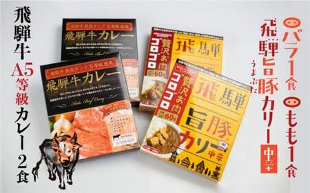 飛騨牛A5等級 飛騨旨豚バラ肉・もも肉　カレー食べ比べセット　牛カレー　飛騨牛　A5　A5ランク　飛騨旨豚　豚カレー　ビーフカレー ポークカレー 牛 ビーフ うし　ぶた ポーク 豚    ご当地カレー