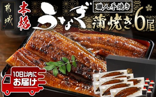 
                  職人手焼きの本格うなぎ蒲焼き6尾≪みやこんじょ特急便≫〔38-33-003-6-Q〕_(都城市) 10日以内お届け スピード配送 鰻蒲焼 6尾 (総重量900g以上) タレ付き (30ml×6個) 国産うなぎの蒲焼き 特製たれ付き 冷凍 ウナギ かば焼き うなぎ
                