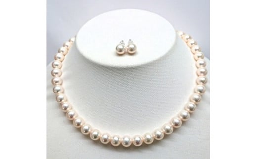 621大粒アコヤ真珠8.5-9.0mmネックレス・ピアスセット（イヤリングに変更可能）　パール　チョーカ　あこや　大粒　定番　フォーマル　ギフト　贈り物　シンプル　冠婚葬祭　結婚式　入学式　卒業式　伊勢志摩