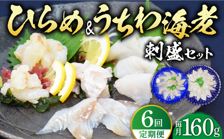 【全6回定期便】ひらめ&うちわ海老の刺盛セット 計960g(約160g×6回)[KAA246]/ 長崎 平戸 魚介類 海老 エビ ウチワエビ ウチワエビ ウチワエビ ウチワエビ