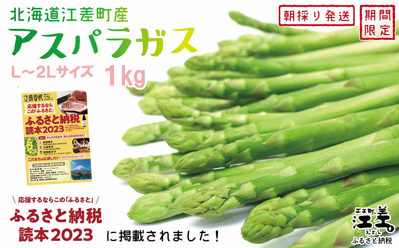 
《2024年春アスパラ数量限定早期受付》北海道江差町産 アスパラガス 1㎏　L～2Lサイズ　朝採り　農家直送　太いのに、やわらかい！　甘くて、ジューシー！　食べ応えばつぐん！
