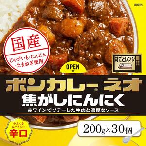 ボンカレーネオ 焦がしにんにくやみつきスパイシー 辛口 (200ｇ×30個)【レトルトカレー レトルト カレー 非常食 保存食 長期保存 防災食 備蓄食 災害用品 災害用保存食 防災グッズ 防災用品】