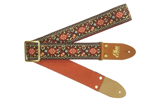 【ギターストラップ】 Elara Straps Peacock Queue Majolica OR 郡上市 レザー 真鍮バックル ウルトラスエード プロ仕様 エレキ アコギ ベース Ksound 小林楽器店