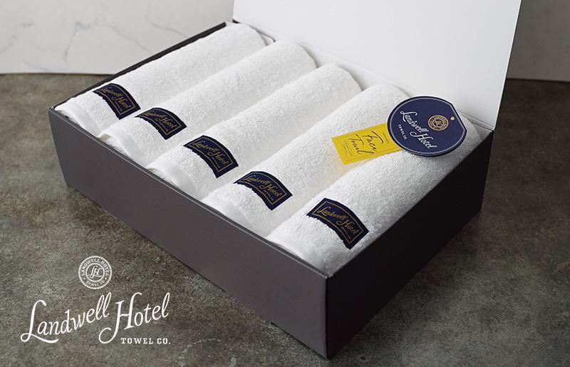【TVで紹介！】Landwell Hotel フェイスタオル 5枚 ホワイト ギフト 贈り物【泉州タオル 国産 吸水 普段使い 無地 シンプル 日用品 家族 ファミリー】 G2650