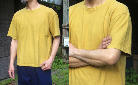 オーガニックコットン 完熟Tシャツ　【柑子色】 Mサイズ / オーガニック コットン 綿100　手染め 草木染め Ｔシャツ 半袖 トップス ファッション インナー 女性用 レディース 男性用 メンズ 