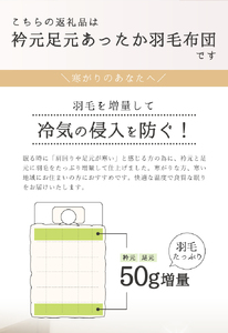 SY0010　【寒がりのあなたへ】衿元足元あったか羽毛布団（セミダブル）