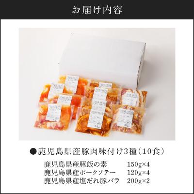 ふるさと納税 鹿児島市 【ナンチクファクトリー】鹿児島県産豚肉味付け3種(10食)　K073-010_01 |  | 03