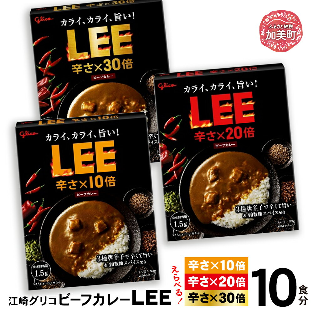 【ふるさと納税】カレー レトルト レンジ グリコ 辛口 LEE リー 10食セット 選べる辛さ 3種類 10倍 20倍 30倍 ｜ 定期便 3ヶ月 6ヶ月 12ヶ月 ｜ glico 保存食 レトルト食品 湯煎 備蓄 簡単調理 常温 温めるだけ レトルトカレー LEE 辛口 激辛 スパイスカレー ビーフカレー