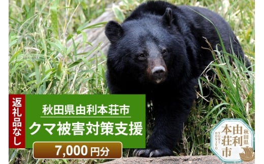 【返礼品なし】秋田県由利本荘市 クマ被害対策支援 7,000円 [熊 くま クマ被害対策]