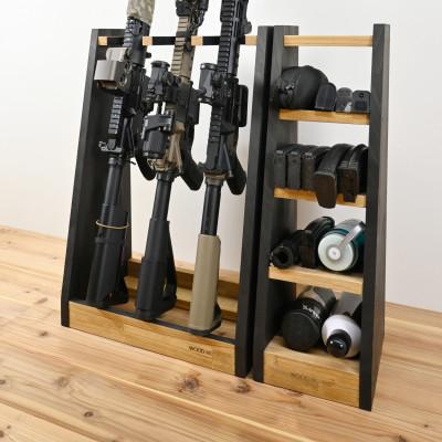 ふるさと納税 横手市 WOOD WORKS マガジン ( 弾倉 ) ラック 4段【本体:ライトブラウン×ブラックウッド】 |  | 01