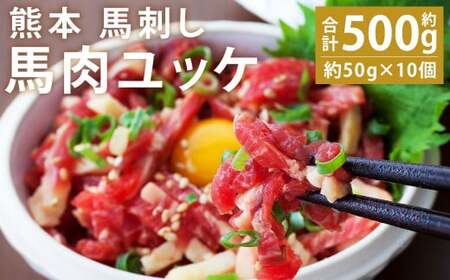 熊本 馬刺し 馬肉ユッケ 約500g ユッケたれ付き 合同会社トライウィン《90日以内に出荷予定(土日祝除く)》熊本県 菊池市 馬刺 刺身 馬肉 ユッケ たれ付き 小分け 個包装 冷凍 送料無料