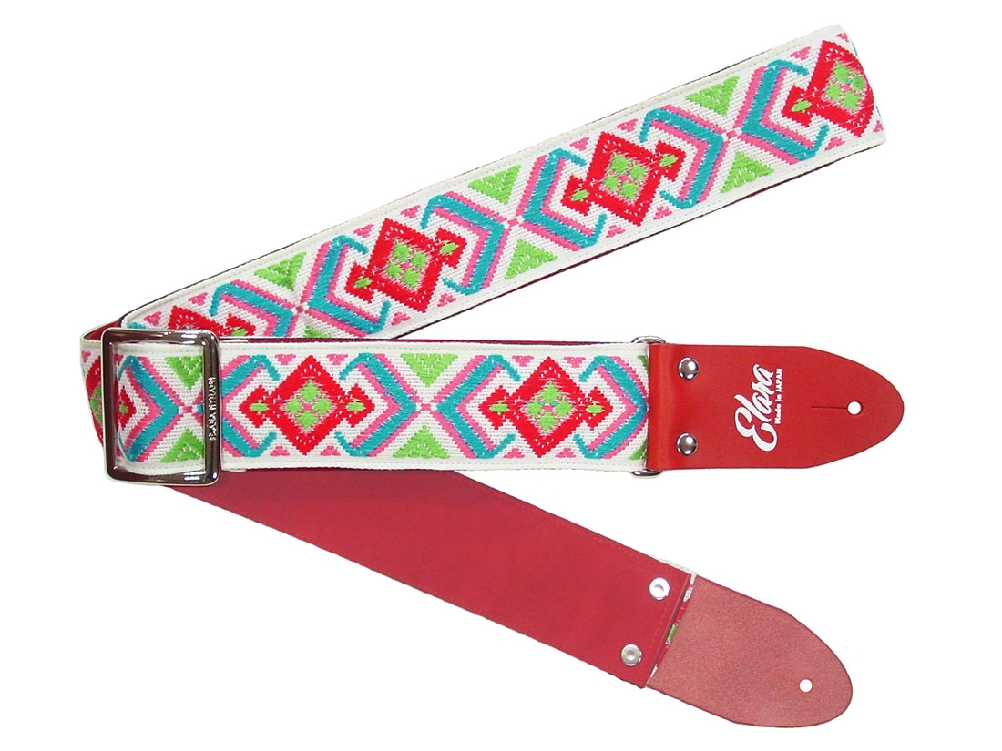 
            【ギターストラップ】 Elara Straps Geometric White/Apple 郡上市 レザー 真鍮バックル ウルトラスエード プロ仕様 エレキ アコギ ベース Ksound 小林楽器店
          