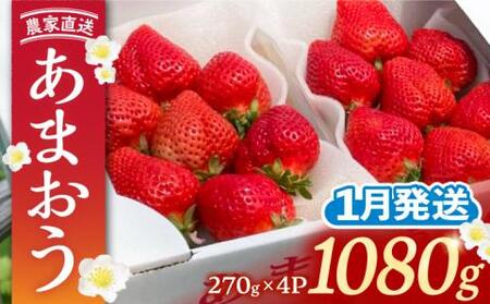 【先行予約】【1月発送】農家直送 あまおう 1080g (270g以上 × 4パック) 土耕栽培《豊前市》【内藤農園】 [VAB004] 果物 いちご フルーツ