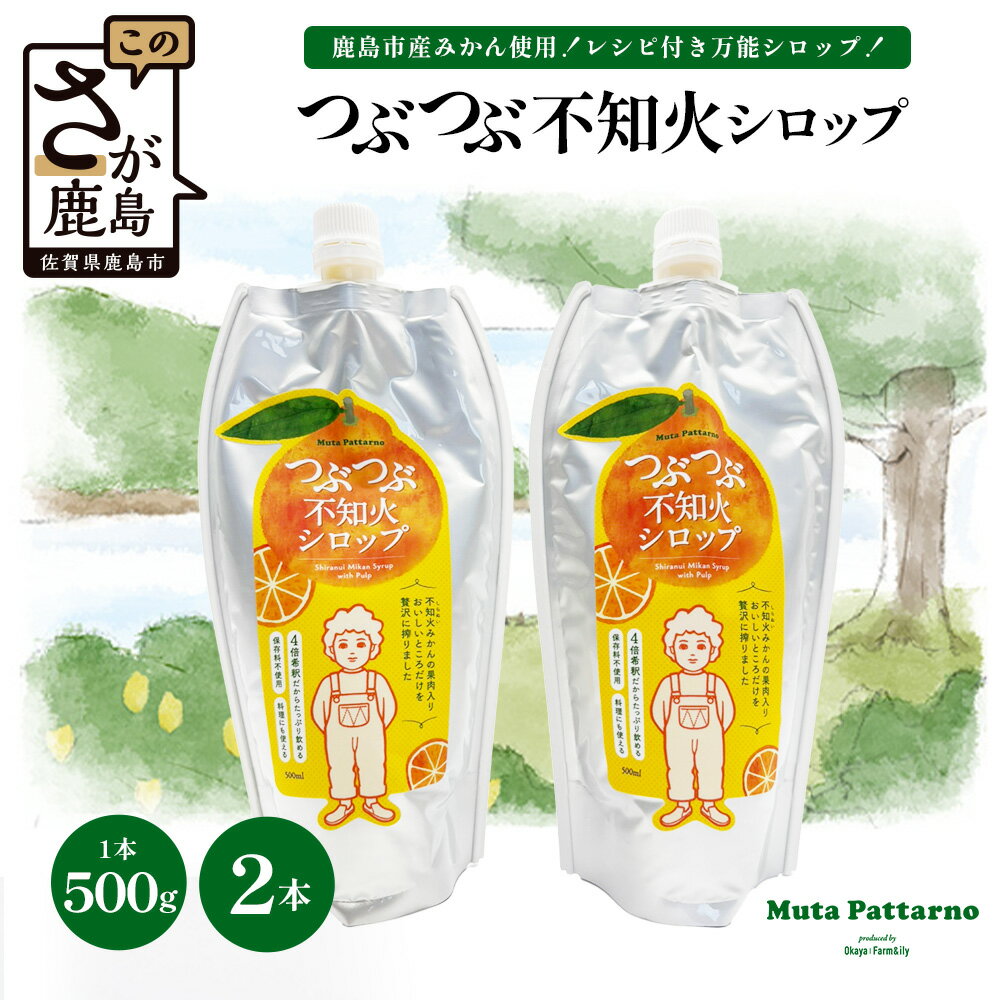 【ふるさと納税】つぶつぶ 不知火 シロップ 500g × 2本 セット ｜しらぬい みかん 柑橘 果肉 贅沢使用 保存料不使用 水不使用 ビートグラニュー糖 炭酸割 料理 デザート 佐賀県 鹿島市 岡屋Farm&ily B-914