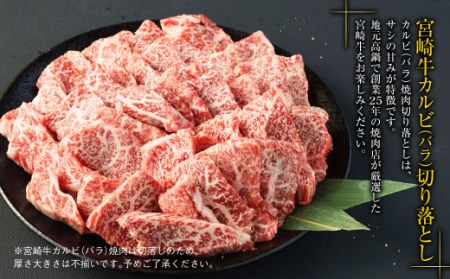 ＜宮崎牛サイコロステーキ&カルビ（バラ）焼肉切落し合計1kg＞翌月末迄に順次出荷【c979_tf_x1】