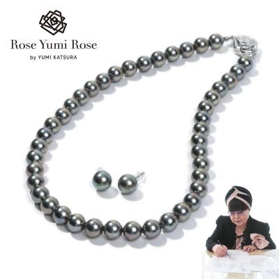 ふるさと納税 和泉市 【RoseYumiRose】9mm&amp;10mmパール2点セット(ネックレス/ピアス)グレー