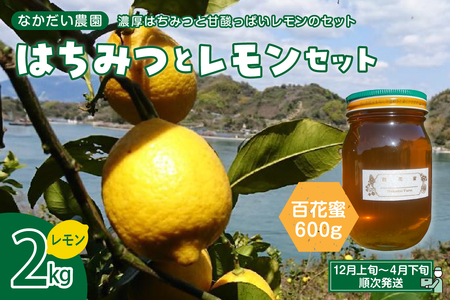 【非加熱・純粋はちみつ】山の花々からとれた濃厚な甘さの百花蜜600g＆【栽培期間中防腐剤・農薬・ワックス・不使用】酸っぱいだけじゃない！甘みも感じるレモン2キロ