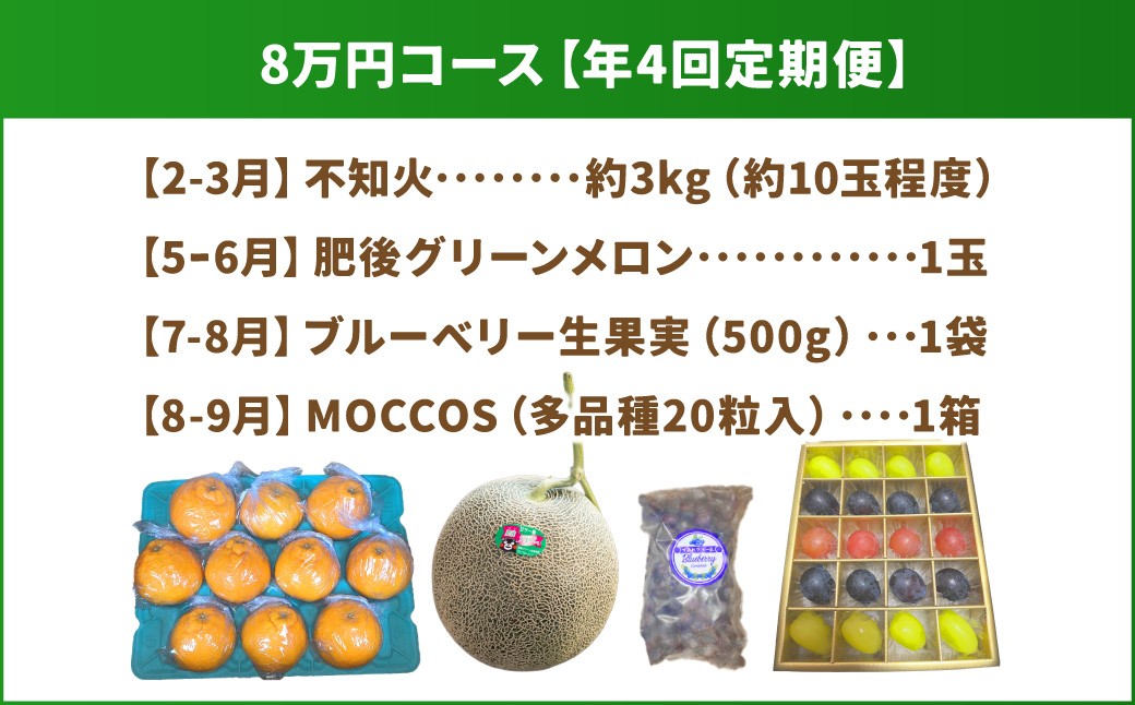 【年4回定期便】くまもとモン（熊本県産品）定期便（フルーツ編）寄附額8万円コース