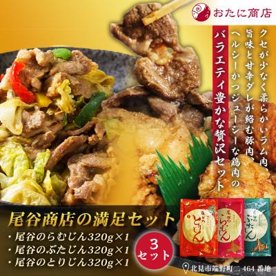 ふるさと納税 北見市 尾谷商店の満足セット らむじん・ぶたじん・とりじん(ムネ肉)　各320g×3セット
