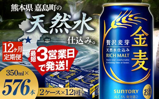 
                  FK7-0082 【12ヶ月定期便】サントリー 金麦 350ml×48缶（2ケース） 熊本県 嘉島町 ビール
                