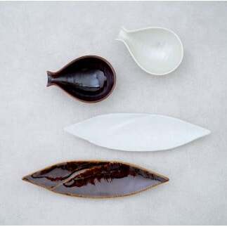 有田焼 鼈甲（べっこう）銀彩 雅形小皿揃【 幸楽窯 / YUIKA Lab 】食器 器 うつわ 笹形 徳利形 和食器 おしゃれ 上品 珍味皿 薬味皿 取り皿 かわいい 25000円 A25-595_イ