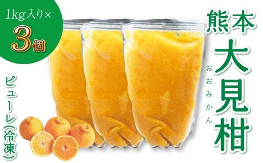 熊本大見柑ピューレ(冷凍) 1kg入り 3個 不知火 不知火果汁 しらぬい デコポンと同品種 ピューレ アイス お菓子 料理 爽やか 柑橘 果物 くだもの フルーツ 熊本県産 九州産 国産 宇城市産 株式会社la Nui.