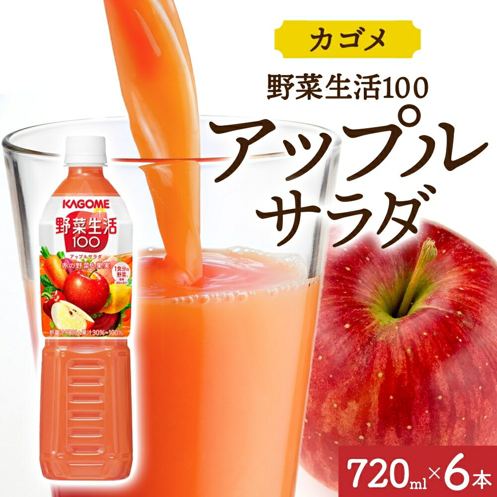【ふるさと納税】野菜生活100 アップルサラダ 720mlPET×6 栃木県 那須塩原市 ペットボトル 野菜 果実 りんご ミックスジュース β-カロテン フルーティー 赤野菜 KAGOME 送料無料